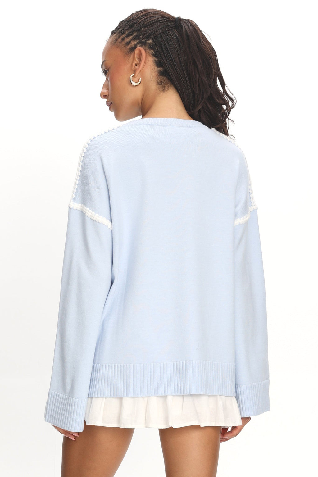 Guardian Contrast Knit Sweater Baby Blue