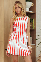 Loving Me Side Tie Mini Dress Stripe Watermelon