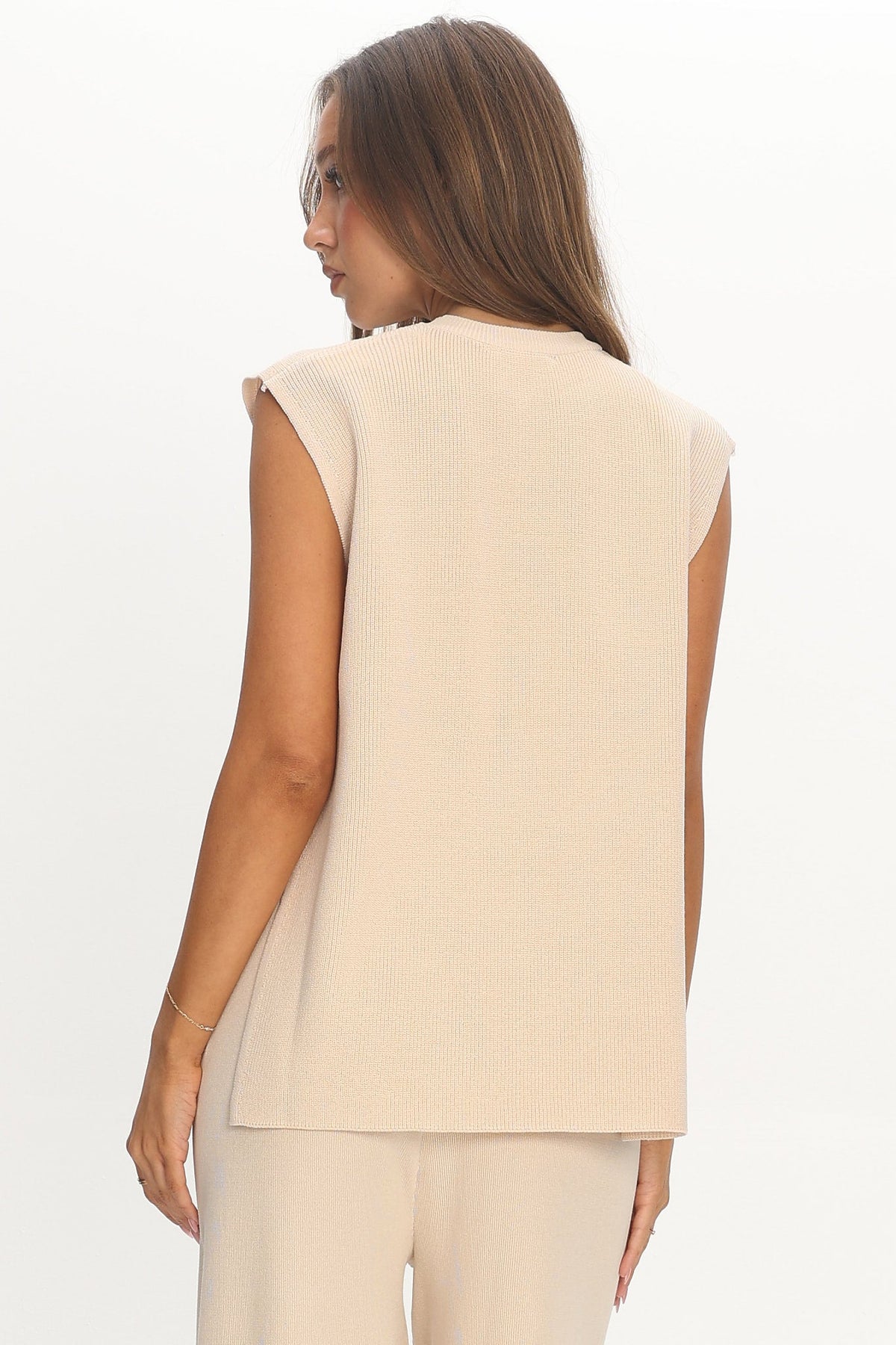 Homebody Side Slit Ribbed Knit Top Oat