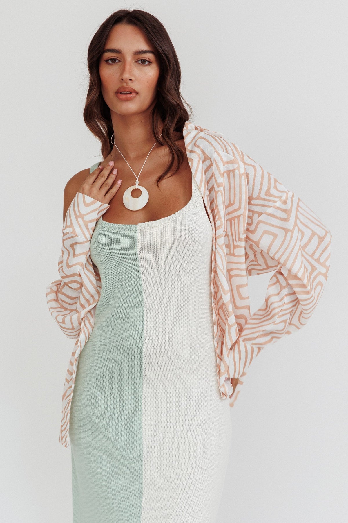Alex Long Sleeve Shirt Print Peach Main image