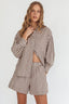 Weekends Away Elastic Waist Shorts Brown Check