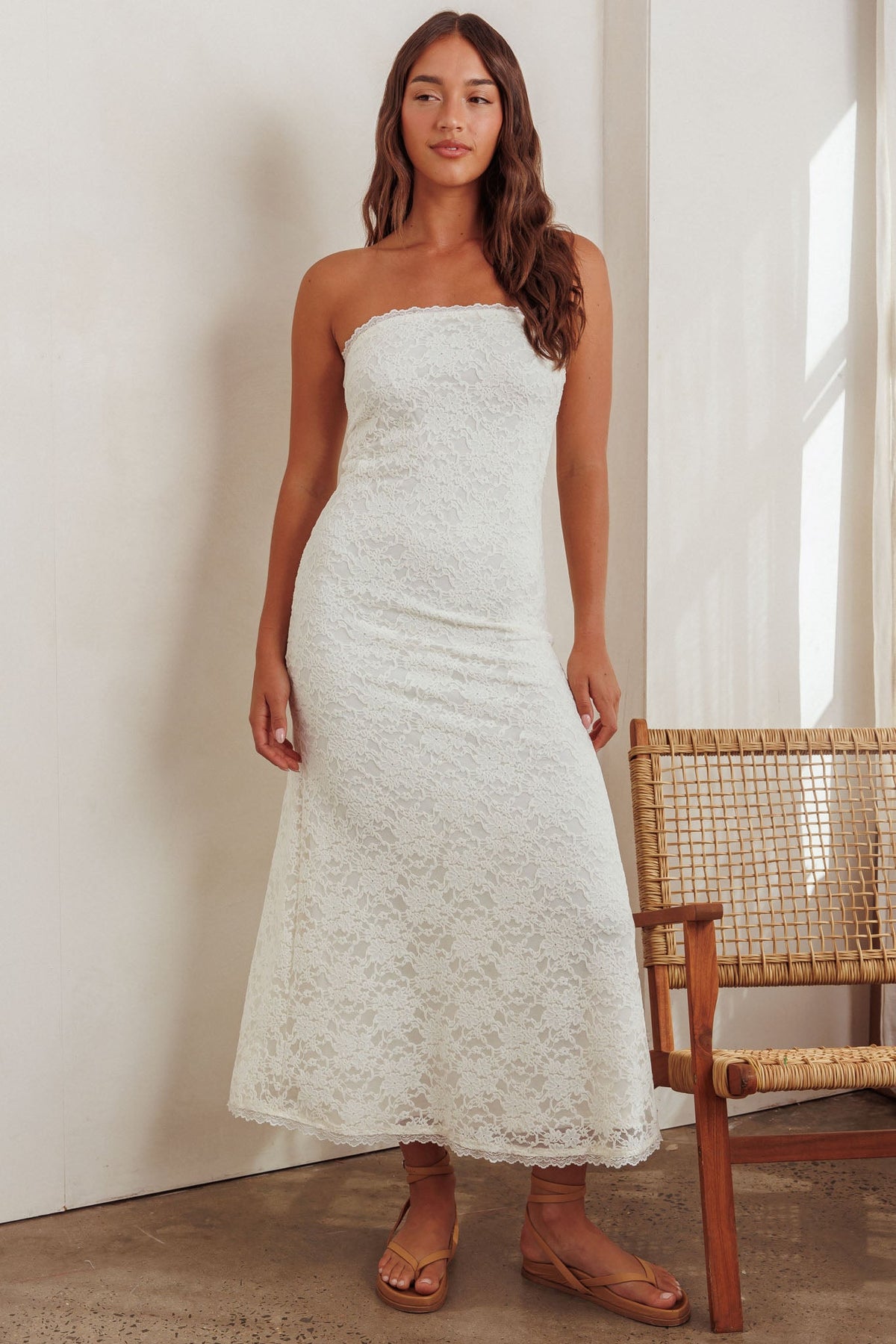 Artice Strapless Maxi Dress Lace Cream Main image