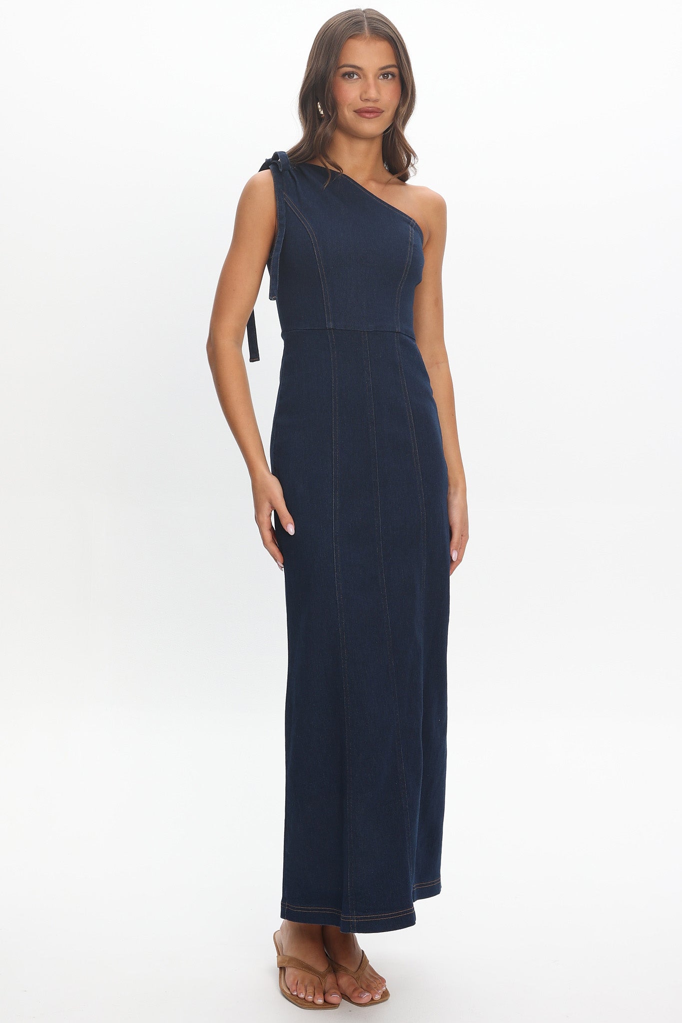 Valeris One Shoulder Maxi Dress Indigo Secondary image