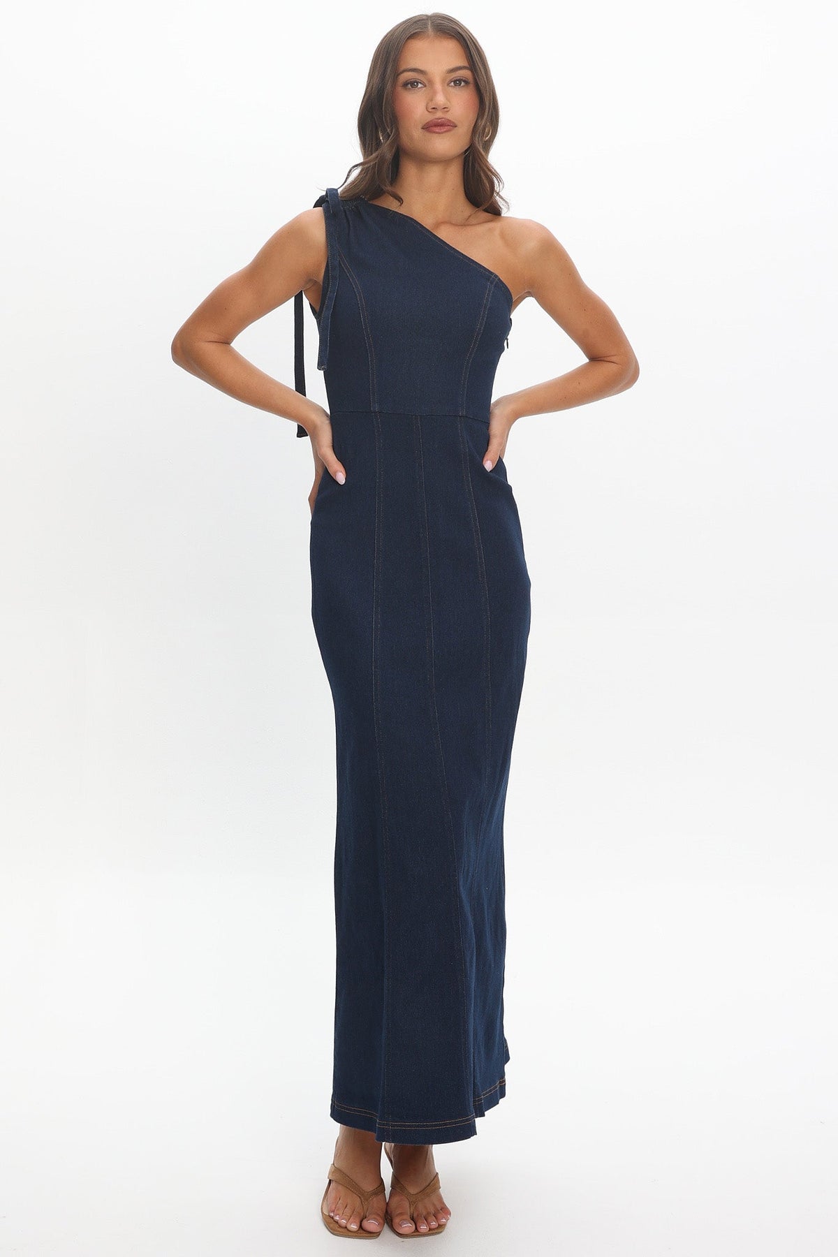 Valeris One Shoulder Maxi Dress Indigo
