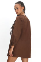 Westlyn Tie Front Mini Dress Chocolate