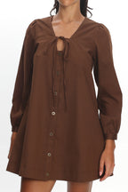 Westlyn Tie Front Mini Dress Chocolate