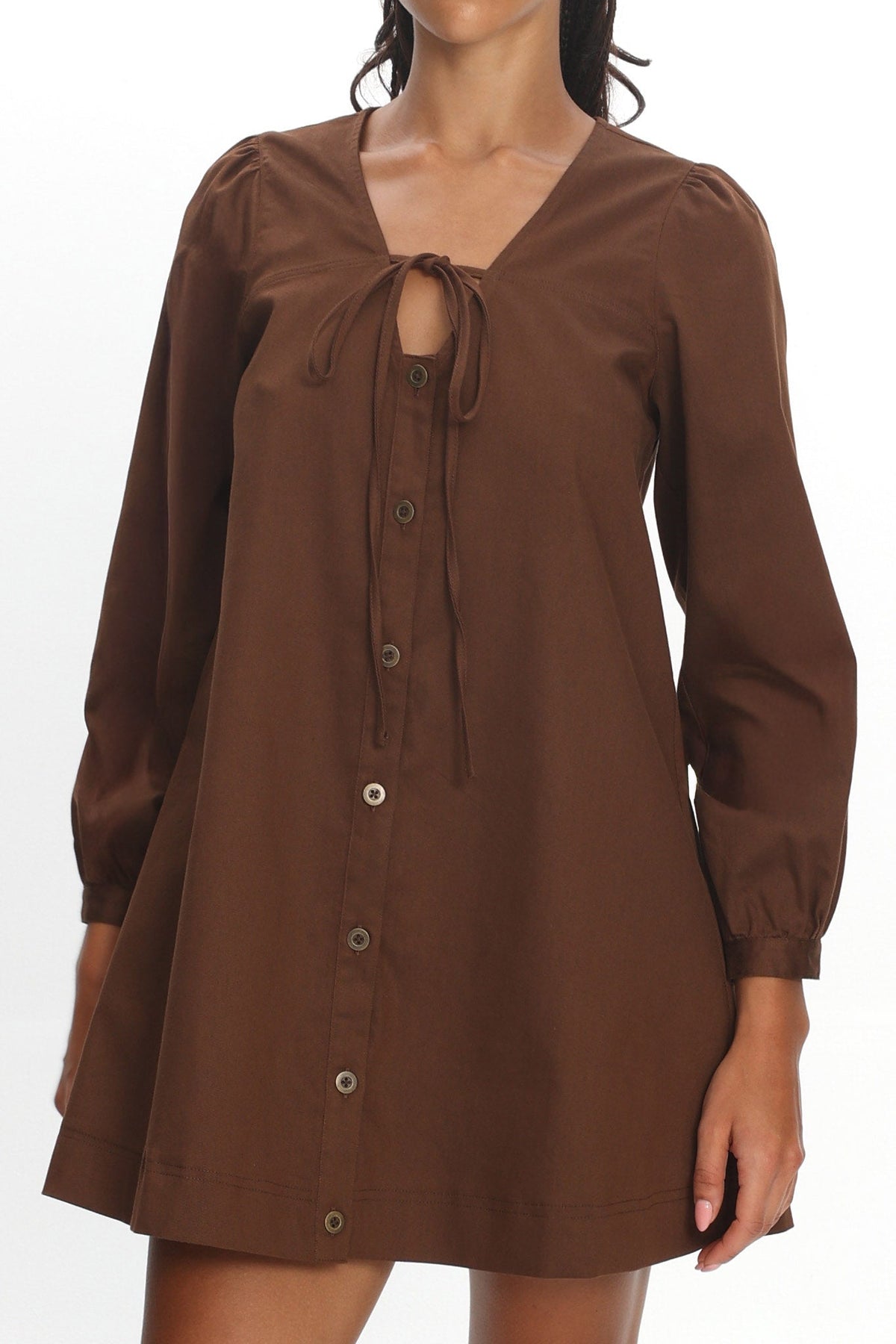Westlyn Tie Front Mini Dress Chocolate