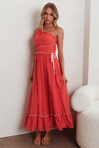 Ballad One-Shoulder Maxi Dress Coral