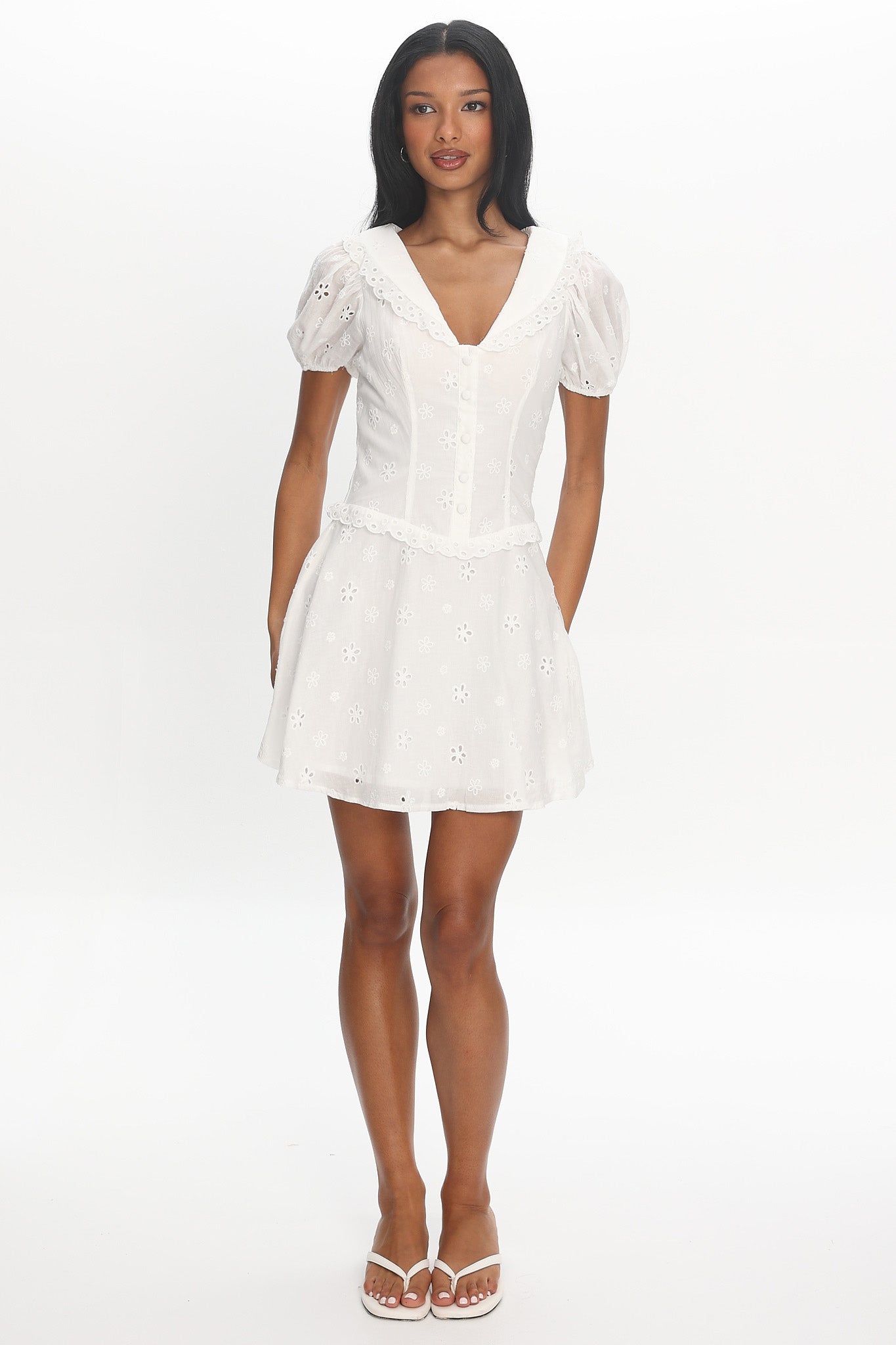 Aylin Collared Eyelet Mini Dress White Secondary image