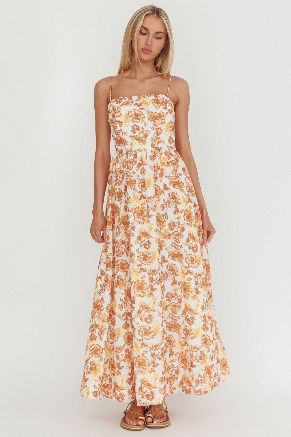 Wild Card Cami Strap Maxi Dress Floral Yellow Main image