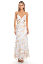 Sweet Briar Lace Cross-Back Maxi Dress Blue
