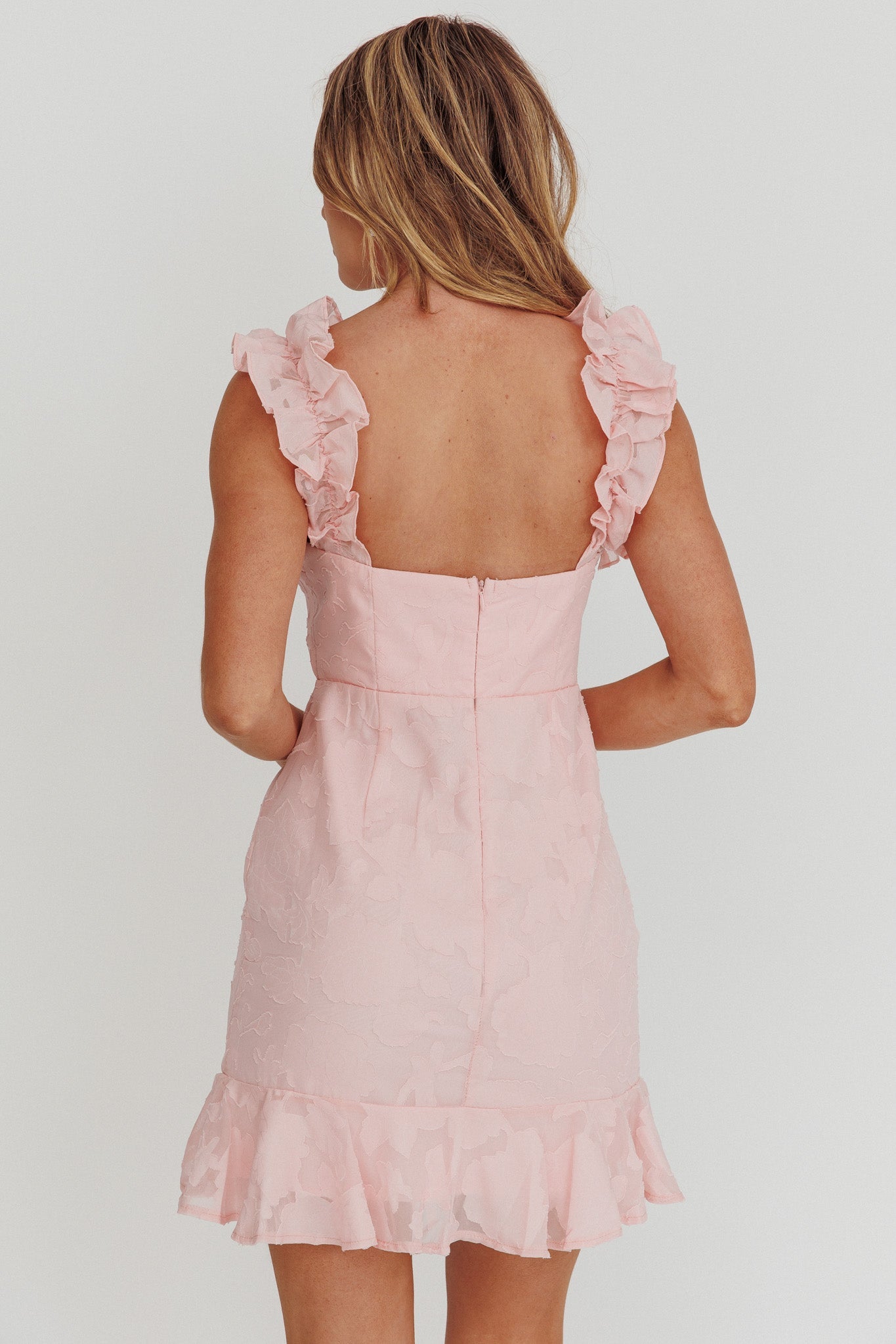 Annie Ruffle Shoulder Mini Dress Pink Secondary image