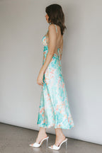 Dolce Life Low Back Midi Dress Floral Green