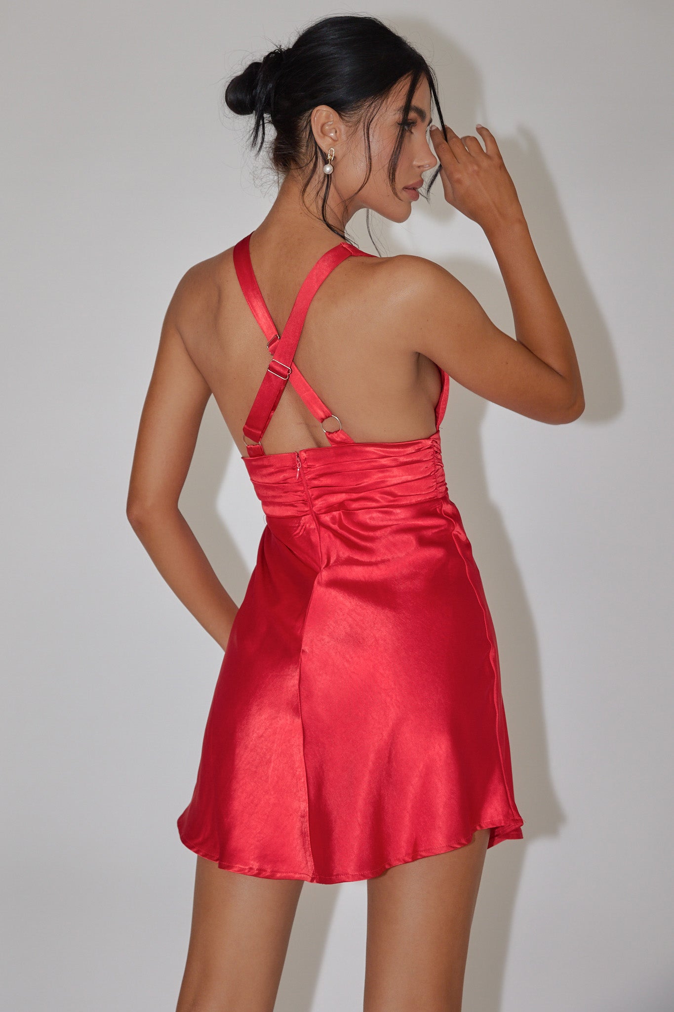 Mad About You Criss-Cross Back Mini Dress Fire Red Secondary image