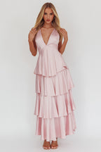 Auguste Tiered Frill Strappy Back Dress Blush