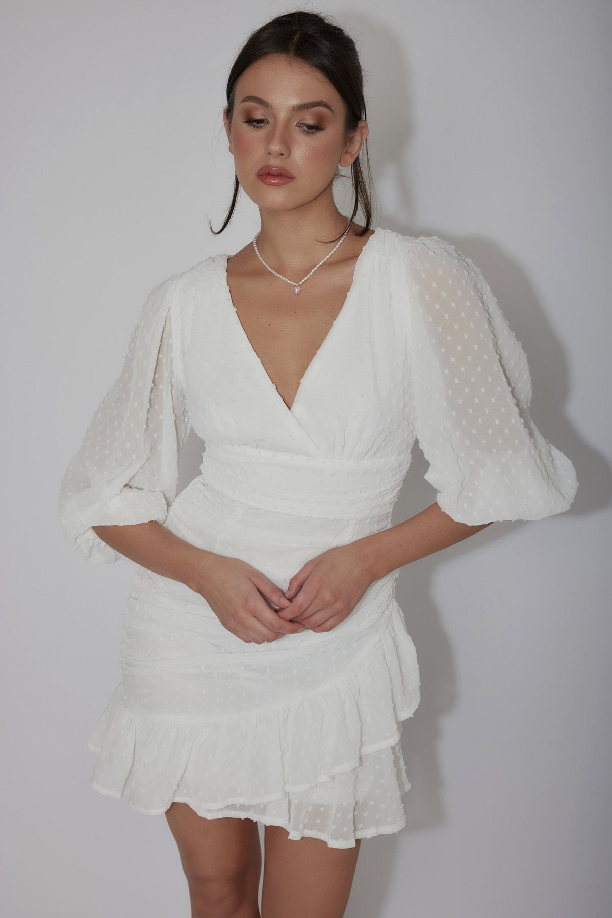 Wild Honey Hail Spot Mini Dress White Main image