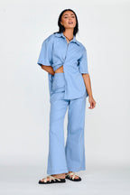 Light Aura Button Up Shirt Denim Blue