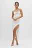 Misha Embellished Bust Midi Dress White