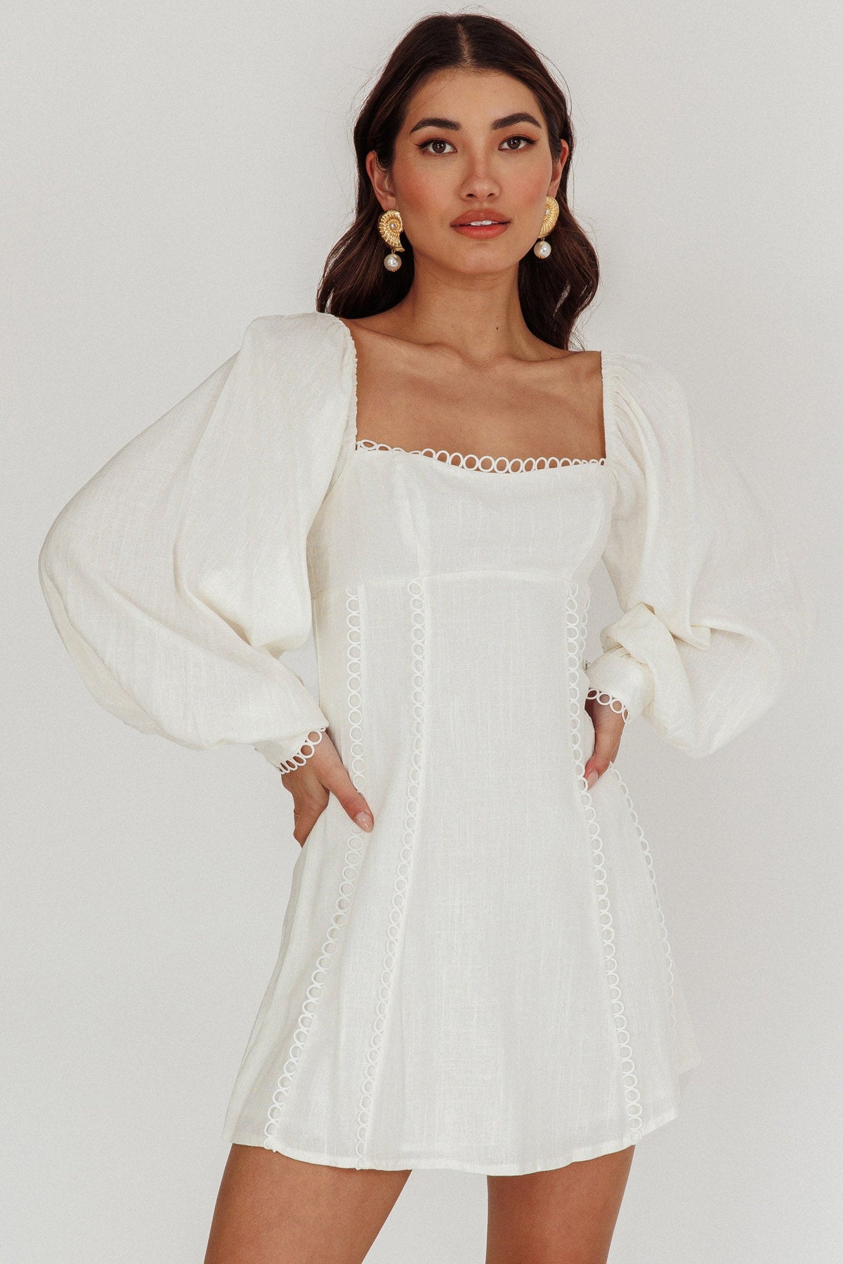 Chamberlain Balloon Sleeves Mini Dress White Main image
