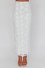Casi Palm Tree Embroidered Maxi Skirt White