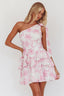 Like Me One-Shoulder Layered Mini Dress Floral Pink
