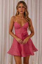 Kalinda Rose Accent Mini Dress Crepe Pink
