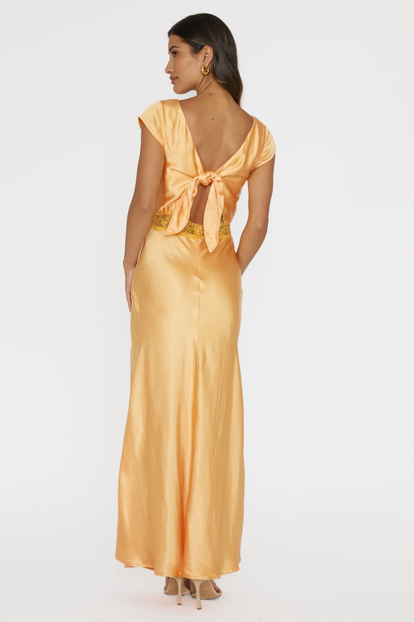 Taken Heart Lace Trim Tied Back Dress Mango Secondary image