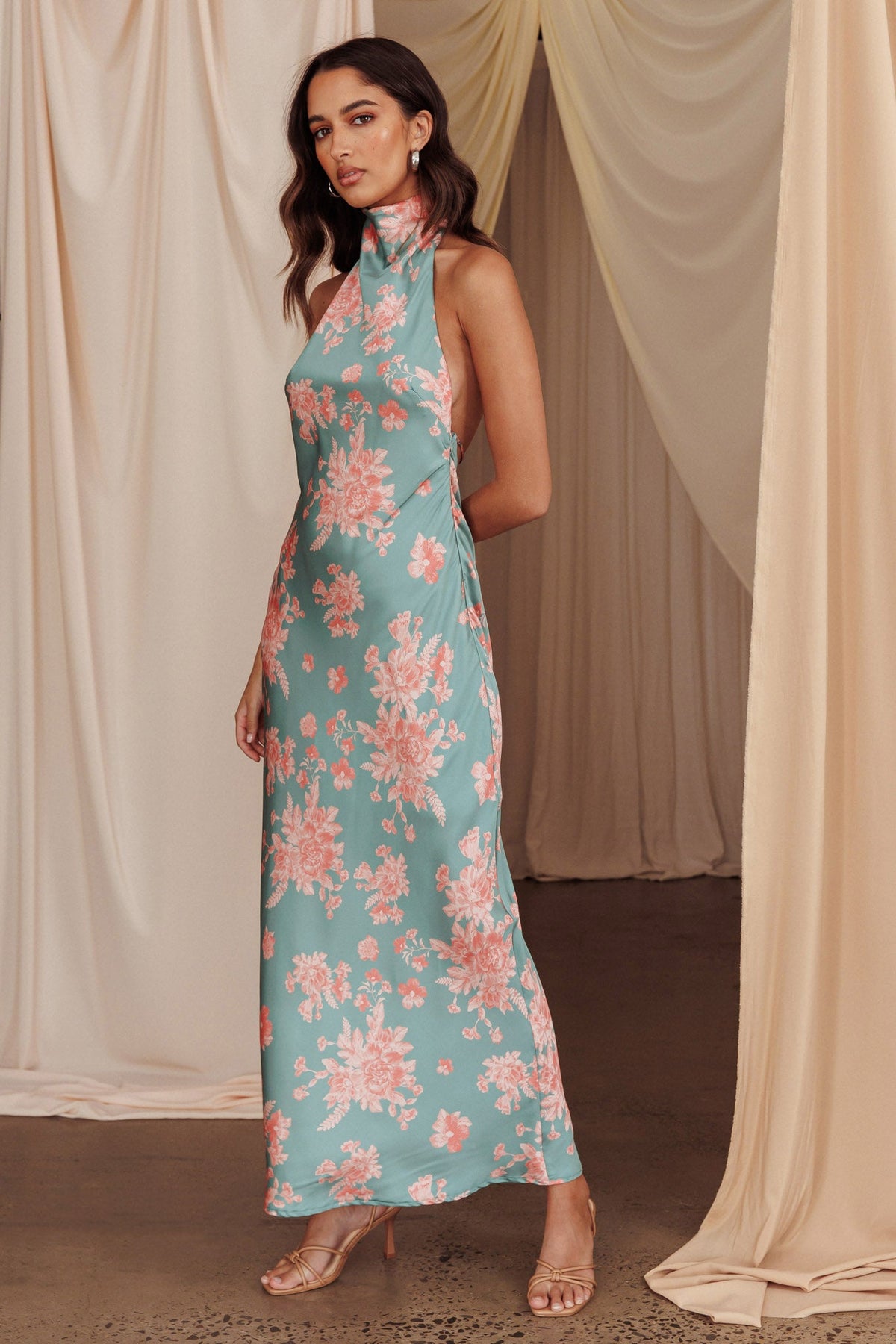 Sweetest Sundays Halterneck Open Back Dress Mint Main image