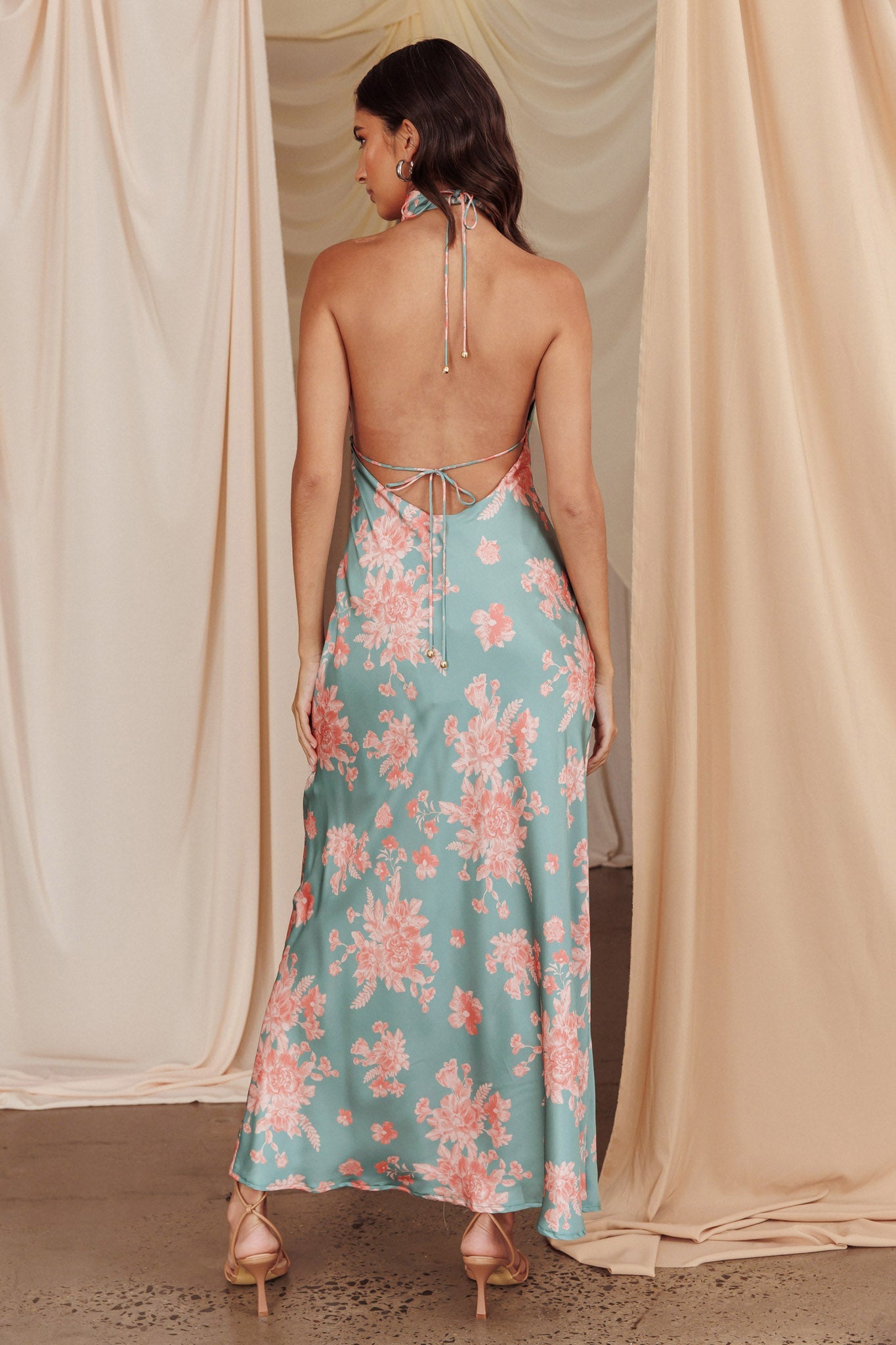 Sweetest Sundays Halterneck Open Back Dress Mint Secondary image