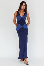 Soul Fire V-Neck Maxi Dress Navy