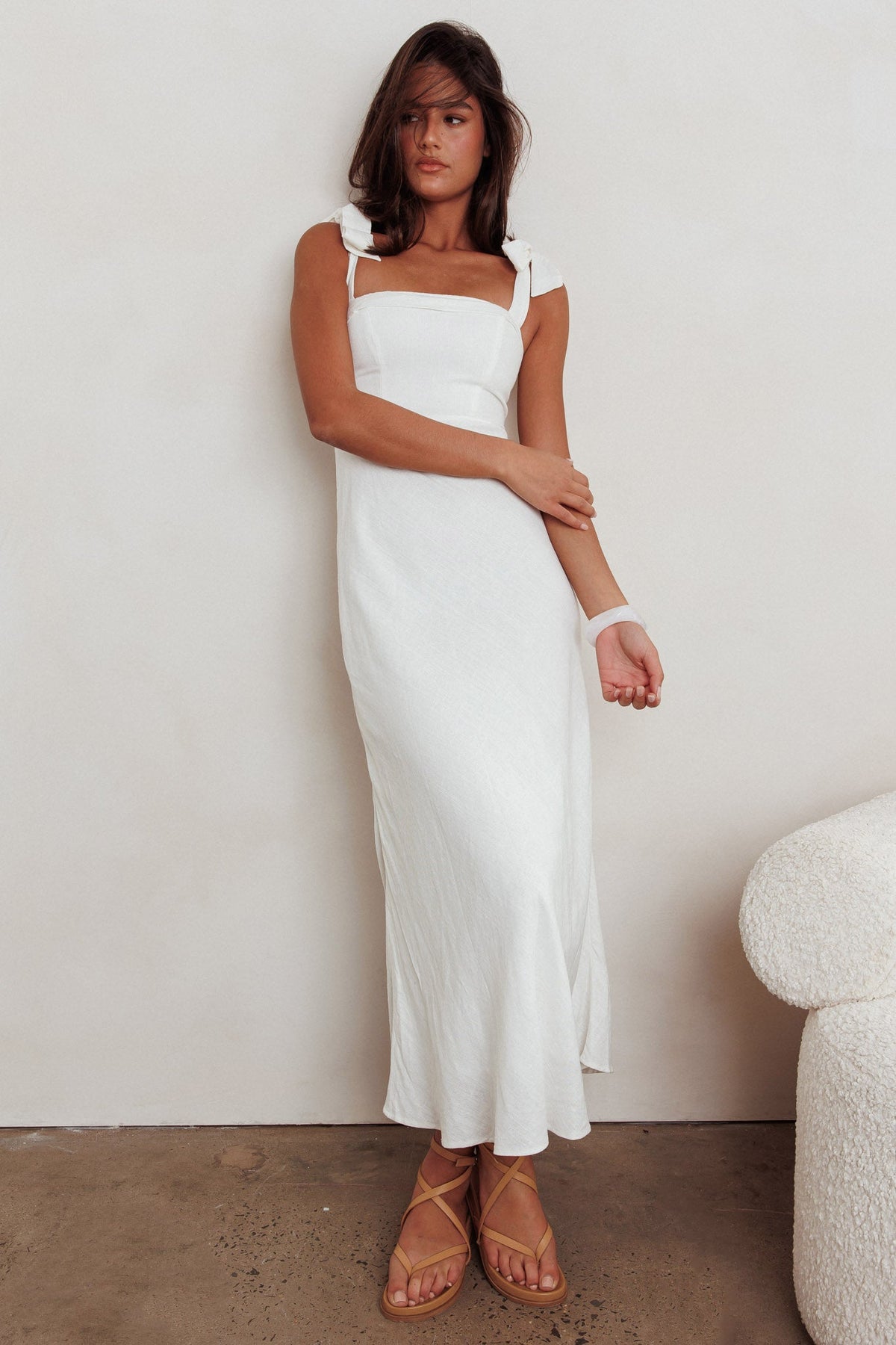 Appreciate You Tied Shoulder Maxi Dress White Main image