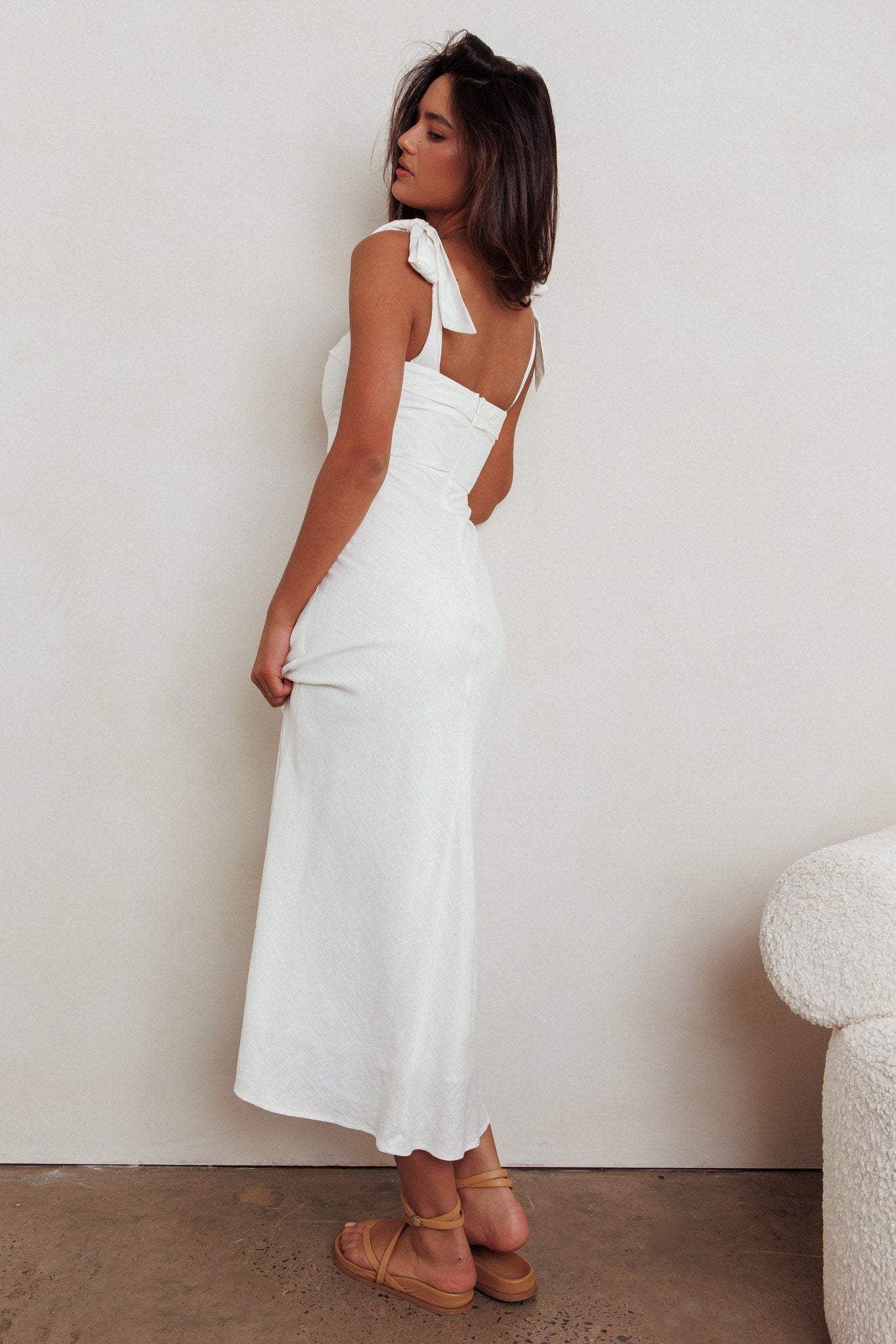 Appreciate You Tied Shoulder Maxi Dress White Secondary image