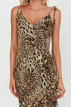 Dreamy Day Ruffle Trim Maxi Dress Leopard