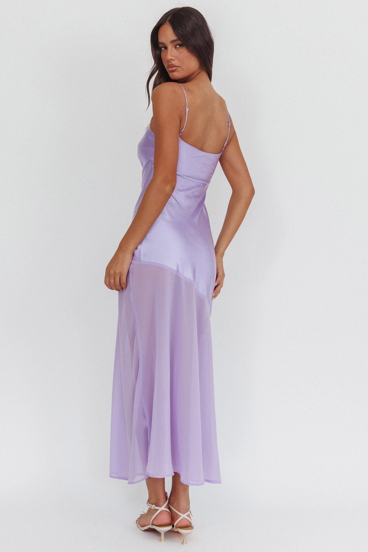 Gilded Dream Chiffon Hem Maxi Dress Lilac