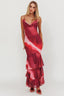 Oskar Tiered Ruffle Hem Mermaid Maxi Dress Pink