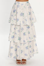 Dixon Tiered Maxi Skirt Floral Beige