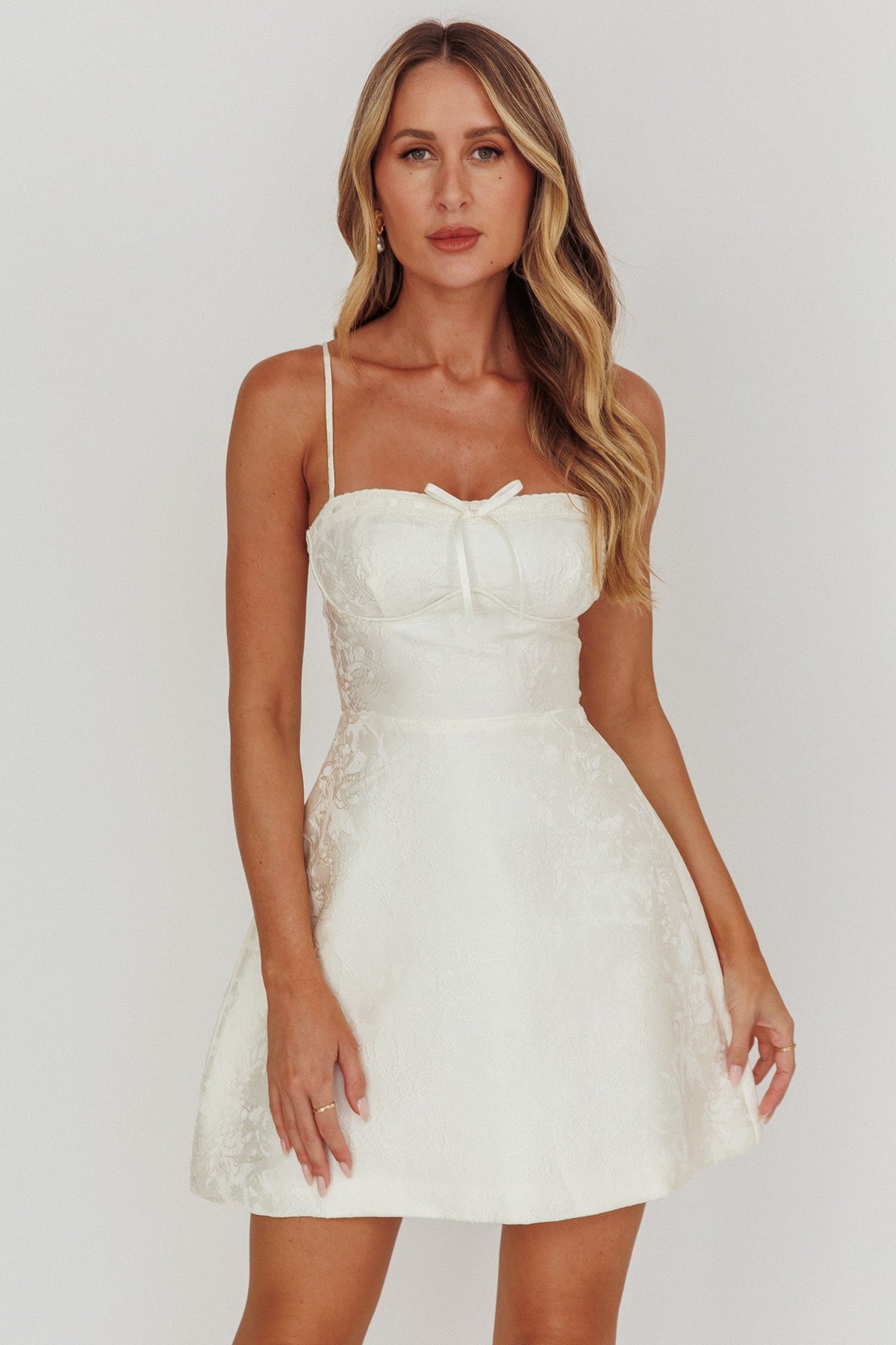 Kyrah Lace-Up Back Mini Dress Cream Main image
