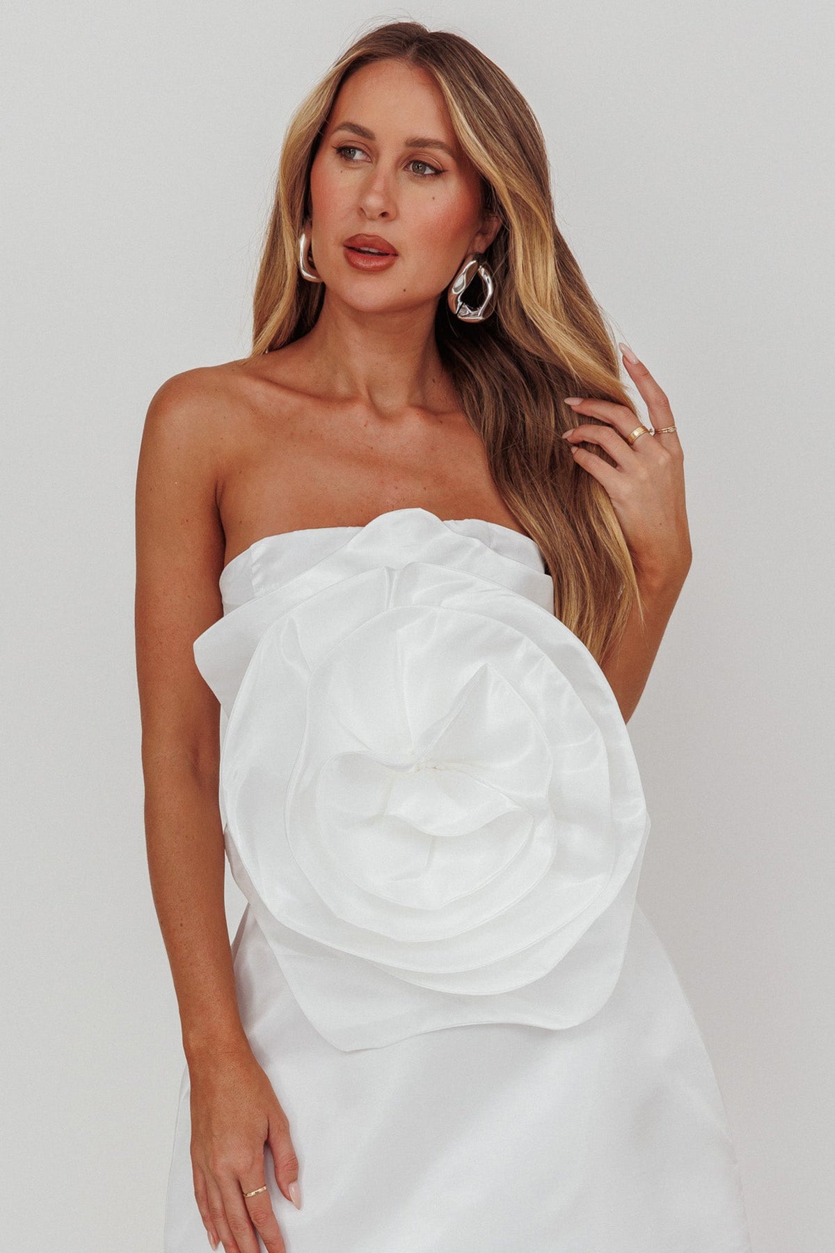 Count Down Rose Feature Strapless Top White Main image