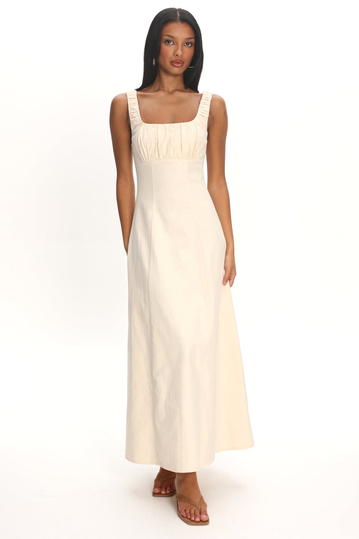 Aila Gathered Bust Maxi Dress Cream Main image