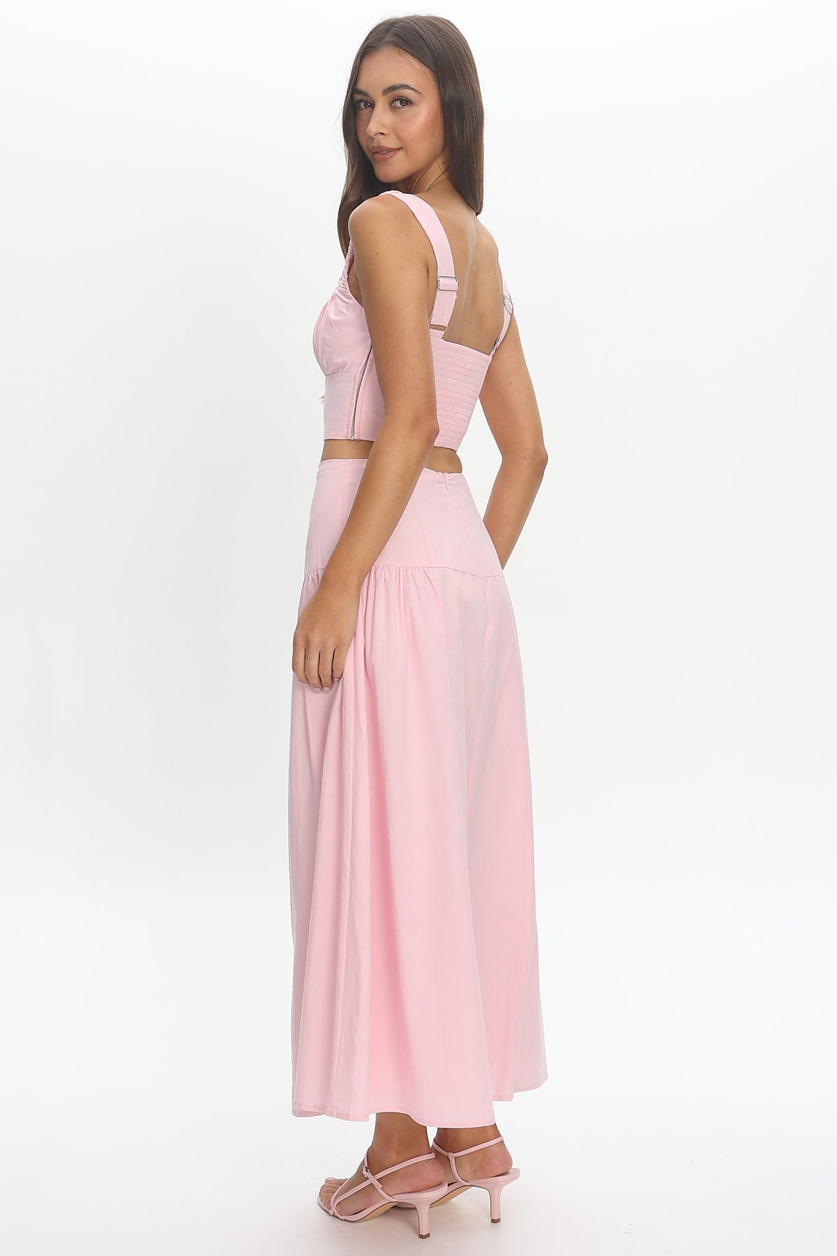 Carliet Tiered Maxi Skirt Pink
