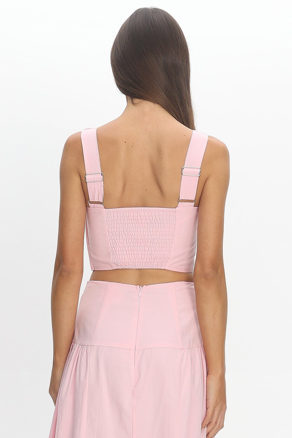 Carliet Ruched Crop Top Pink