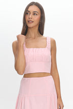 Carliet Ruched Crop Top Pink
