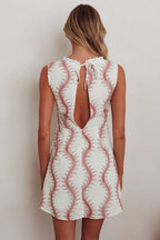 Ashtan Lace Trim Open Back Mini Dress Print Oat