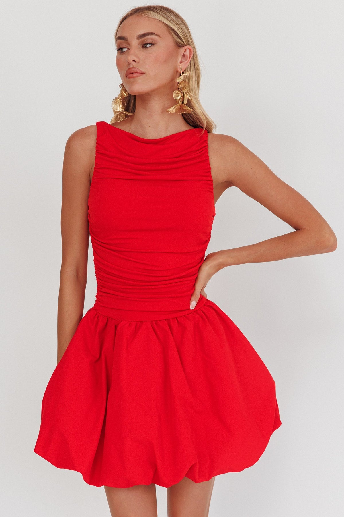 Dalayla Sleeveless Balloon Skirt Mini Dress Red Main image