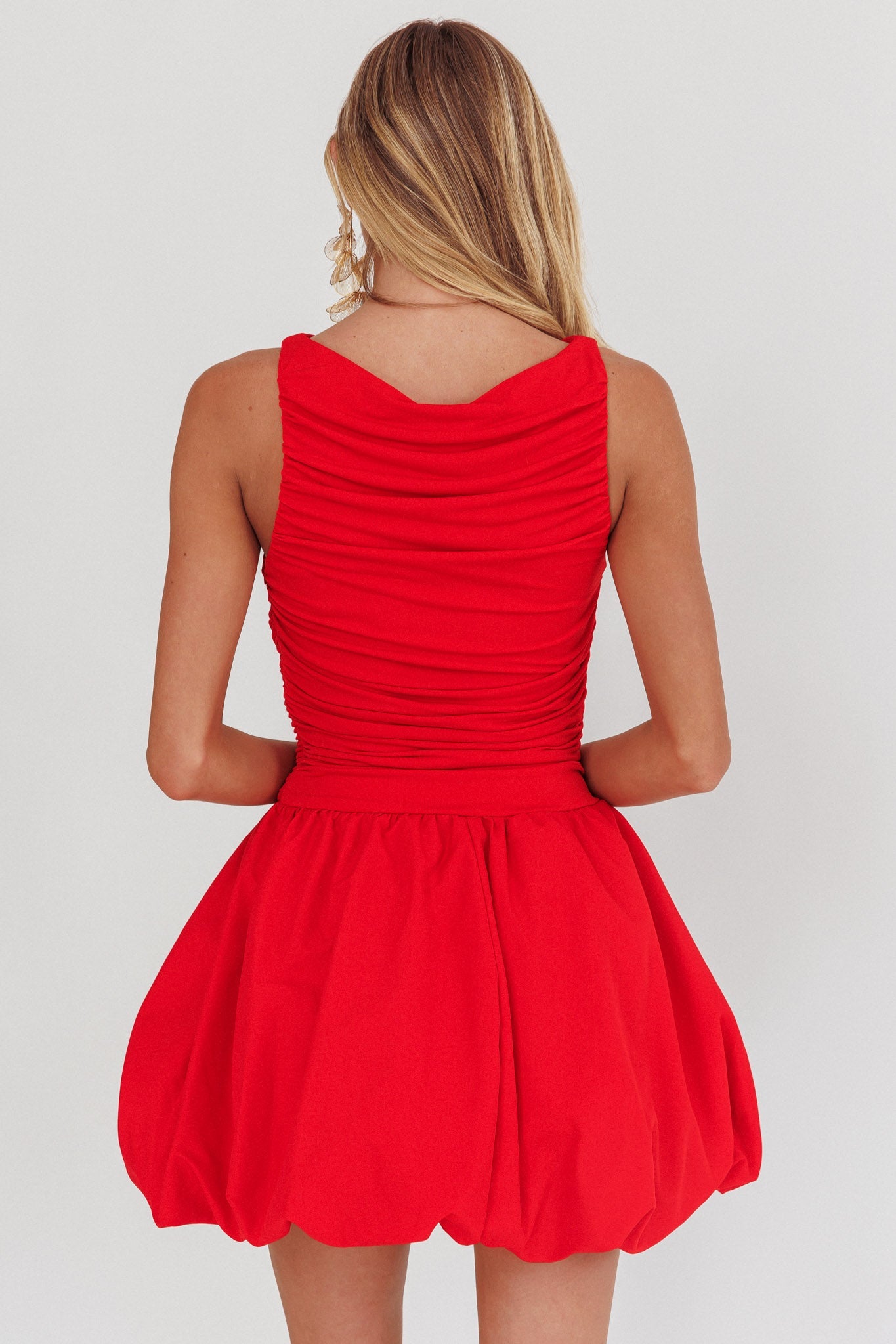 Dalayla Sleeveless Balloon Skirt Mini Dress Red Secondary image