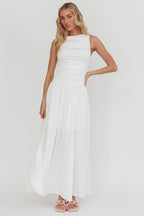 Dalayla Sleeveless Ruched Maxi Dress White