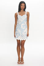 Meadows Ric Trim Mini Dress Print Light Blue