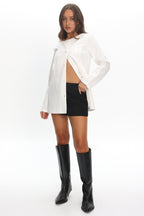 Vikki Round Neck Structured Top Cream
