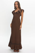 Anohana Ruffle Maxi Dress Chocolate