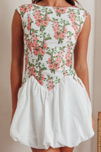 Gracelina Cap Sleeve Bubble Hem Mini Dress Floral Pink